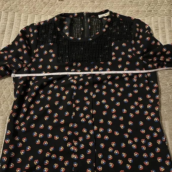 Meadow Rue Anthropologie Women XS Black Printed Crochet Tunic 70s Boho Hippie - Picture 12 of 13